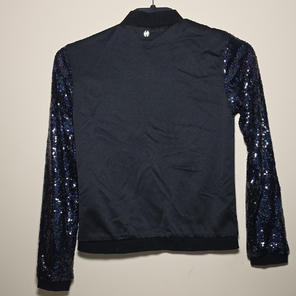 3 Pommes Shimmering Midnight Blue Girls Bomber Jacket - Picture 4 of 7